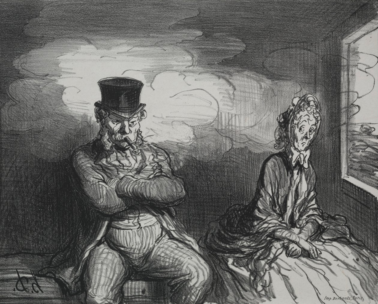 W pociągu: przyjemny towarzysz, 1862. autorstwa Honoré Daumier