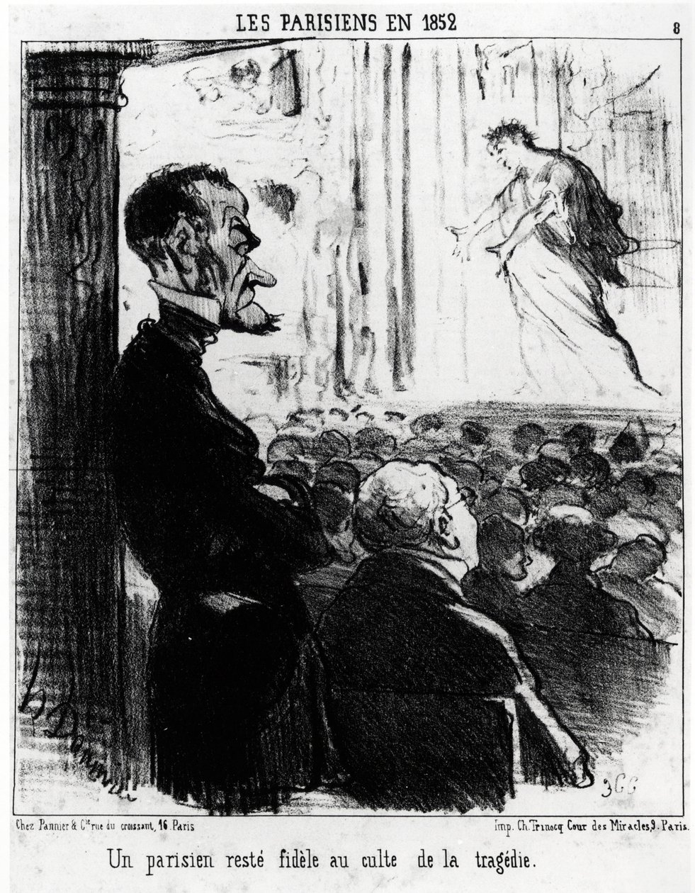 Paryżanie w 1852 roku: Paryżanin pozostaje wierny kultowi tragedii. Illustration d