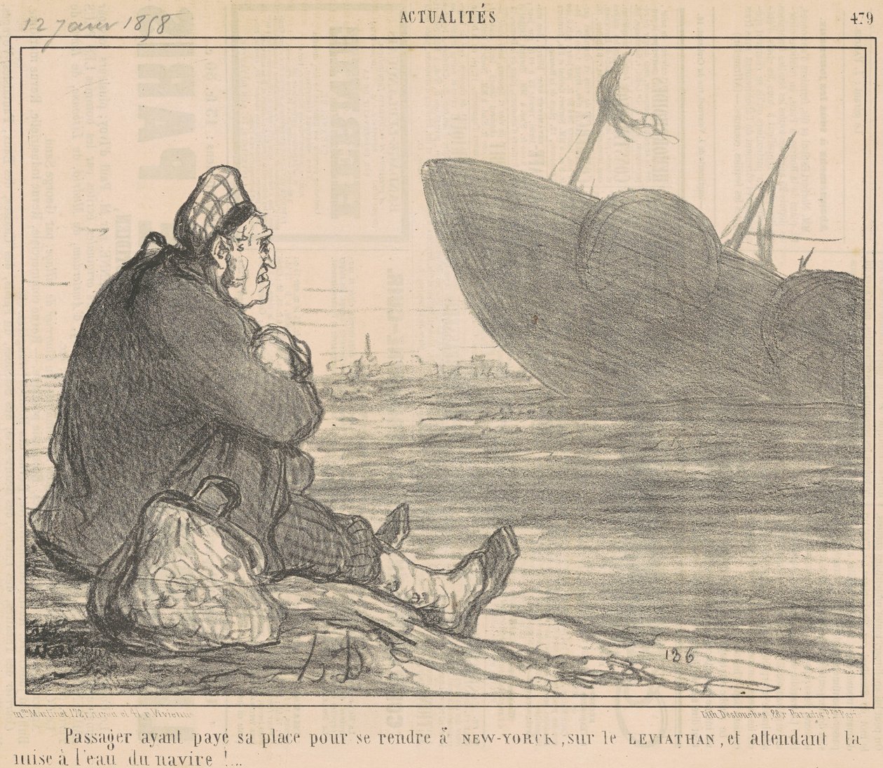 Pasażer, który zapłacił ... za podróż do Nowego Jorku ... autorstwa Honoré Daumier