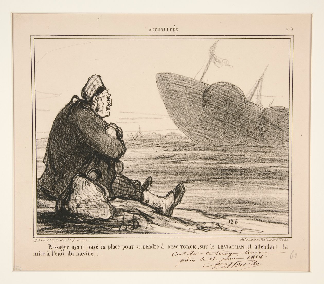 Płatny pasażer? jego miejsce, do którego należy się udać? Nowy Jork, na autorstwa Honoré Daumier