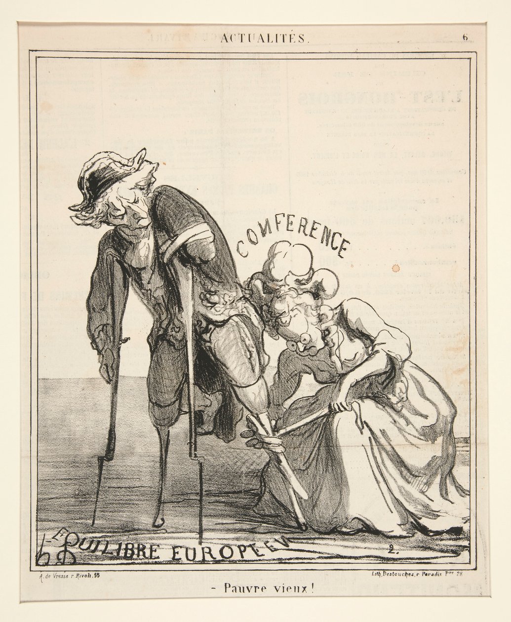 Biedny starzec!, od Actualites autorstwa Honoré Daumier