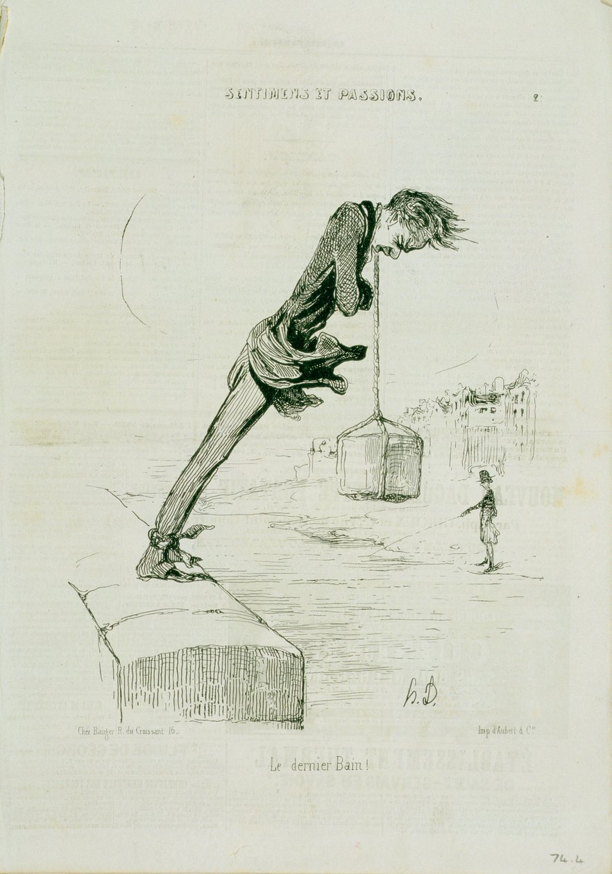 Tablica 74.4 Nastroje i namiętności: „Ostatnia kąpiel”, z magazynu „Charivari”, wydanego przez Aubert und Co., ok. 1832-1860 autorstwa Honoré Daumier