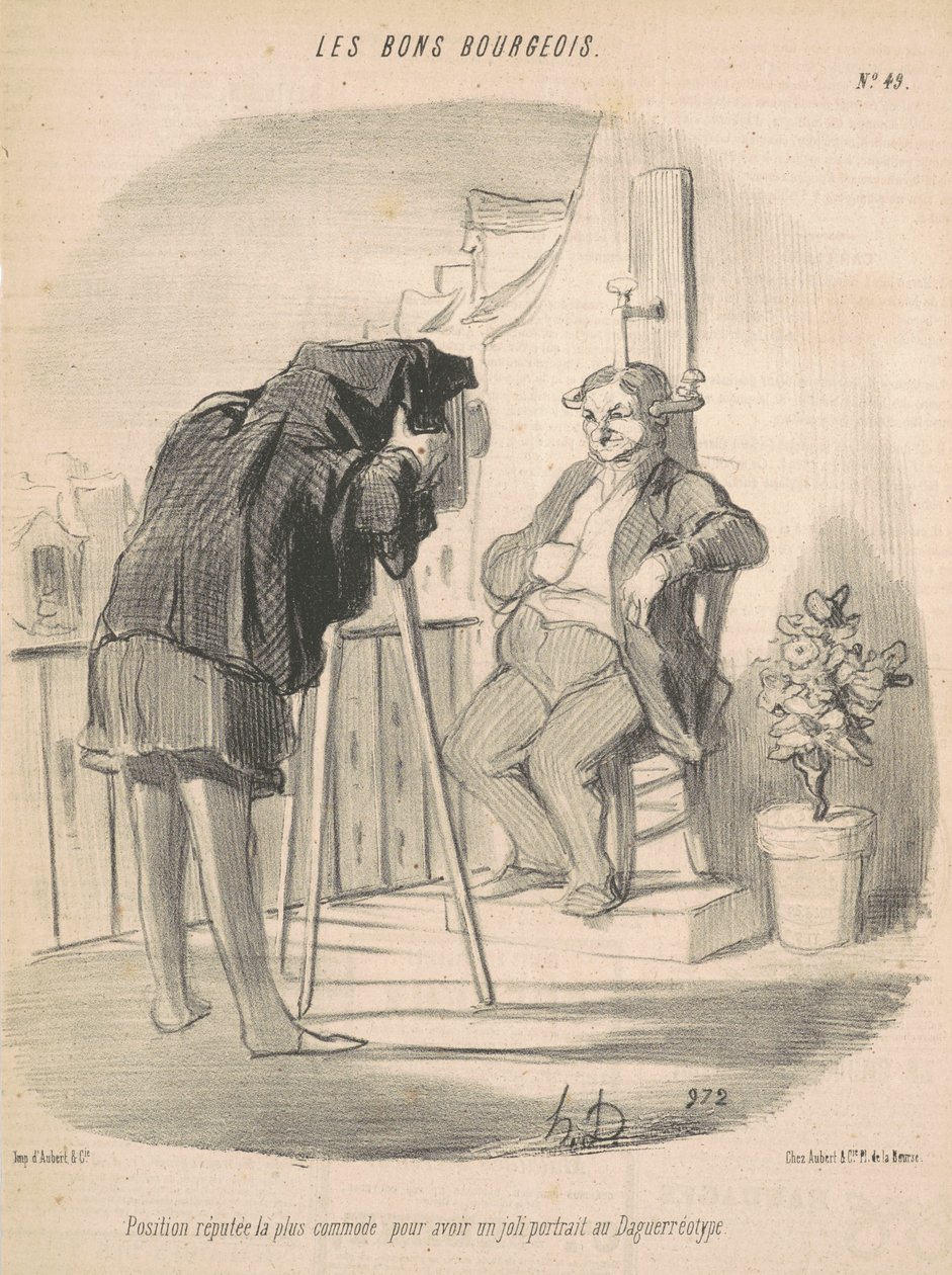 Pozycja uważana za najwygodniejszą dla portretu dagerotypowego autorstwa Honoré Daumier