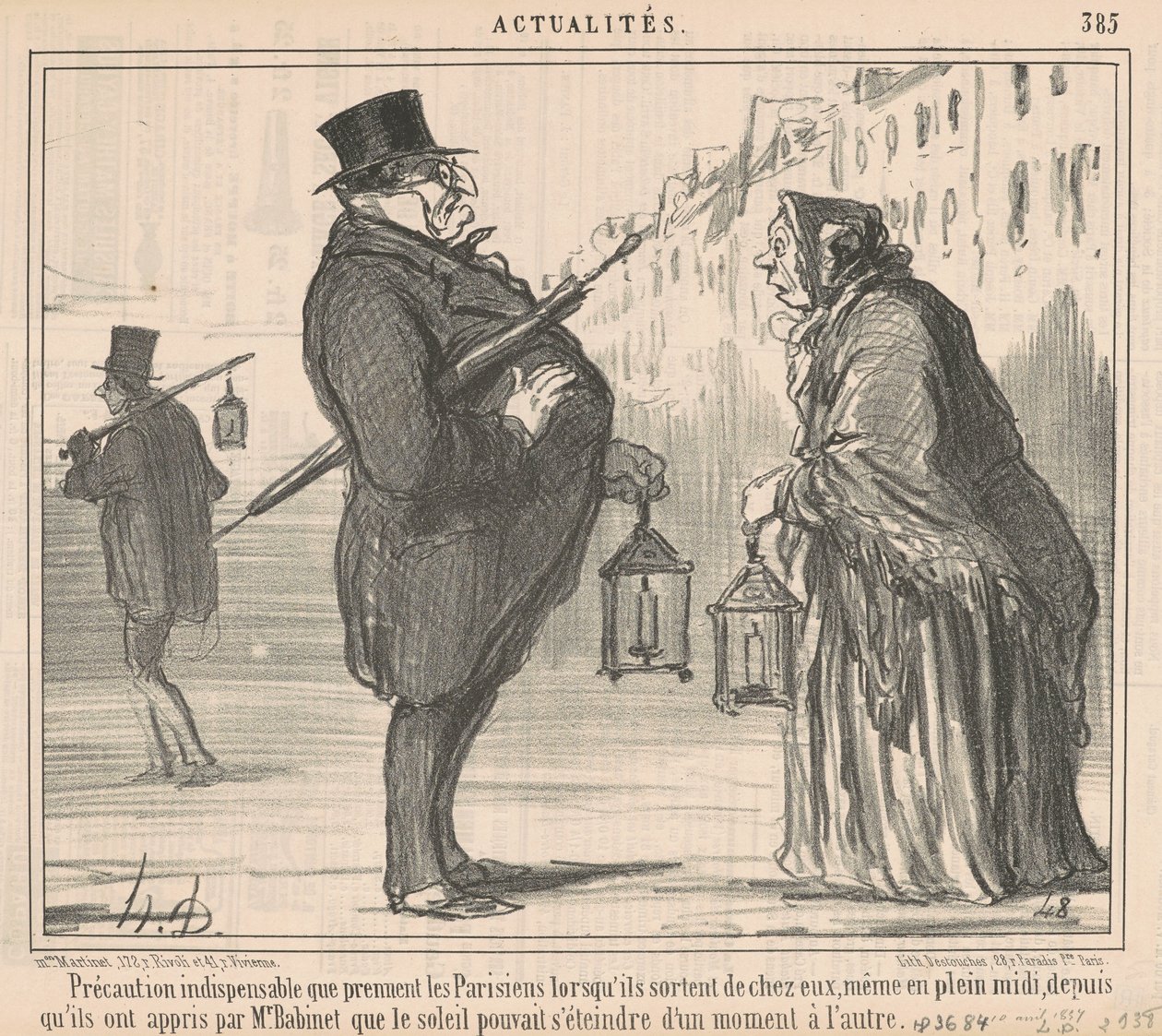 Niezbędne środki ostrożności, które podejmują paryżanie... autorstwa Honoré Daumier