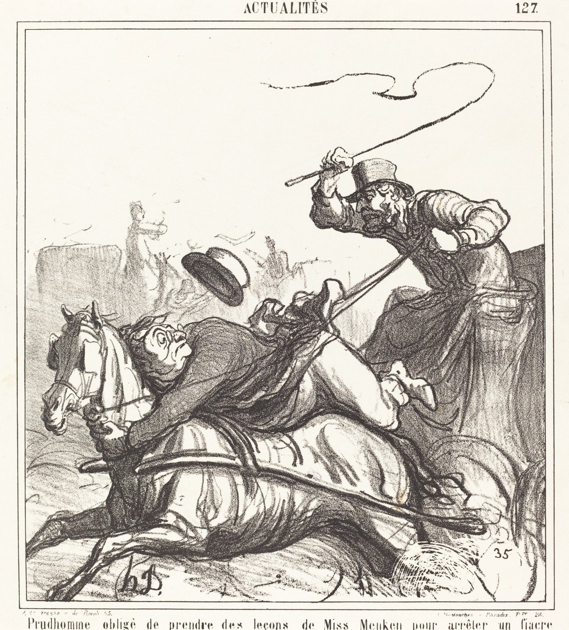 Prudhomme zmuszony do brania lekcji... autorstwa Honoré Daumier