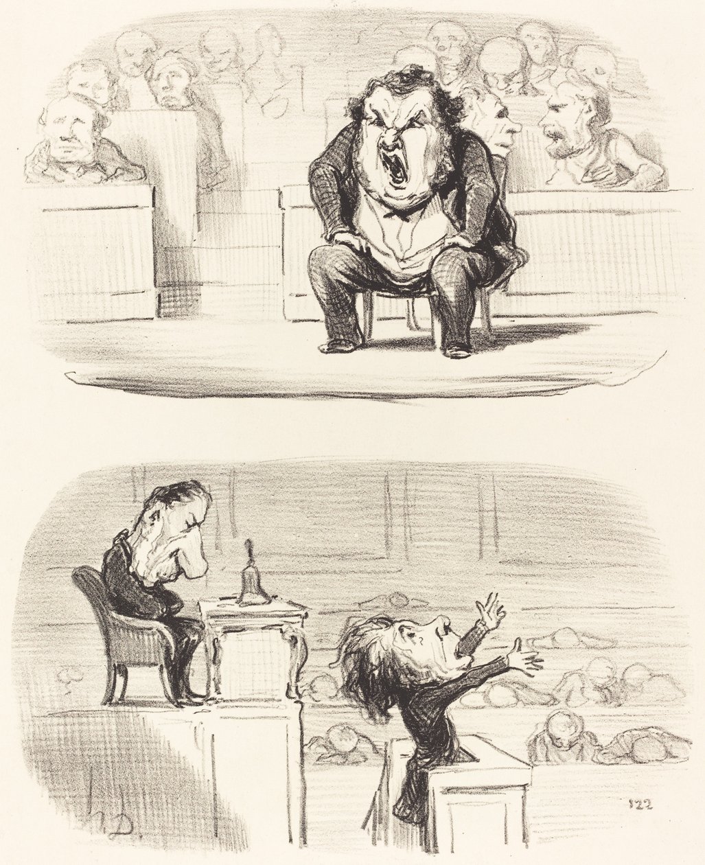 Kiedy nudny mówca zajmuje mównicę autorstwa Honoré Daumier