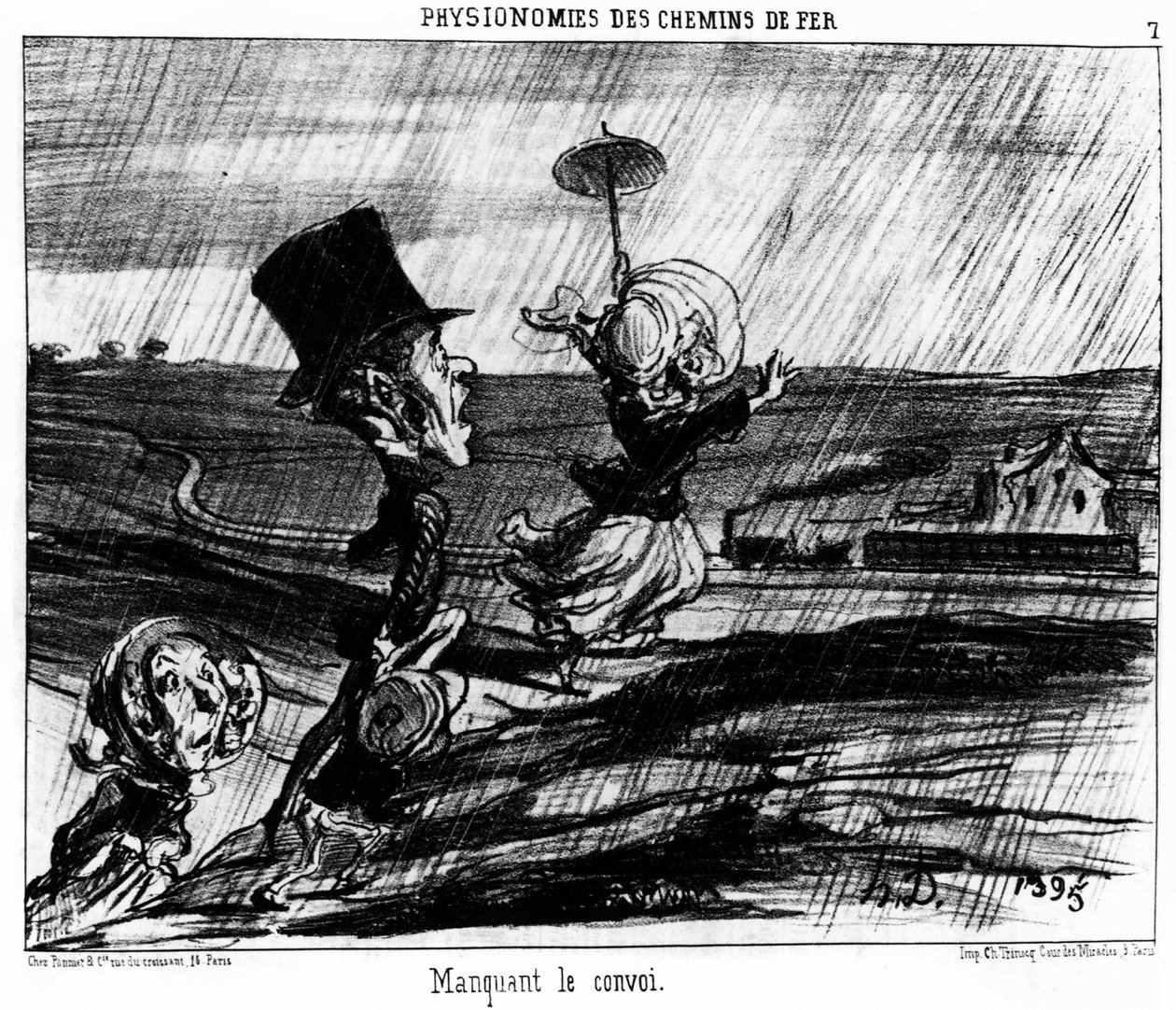 Fizjonomie kolejowe. Brak konwoju: seria karykatur na kolei Honore Daumiera (1808-1879). „Charivari” autorstwa Honoré Daumier