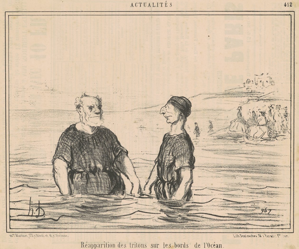 Ponowne pojawienie się traszki ... z oceanu autorstwa Honoré Daumier