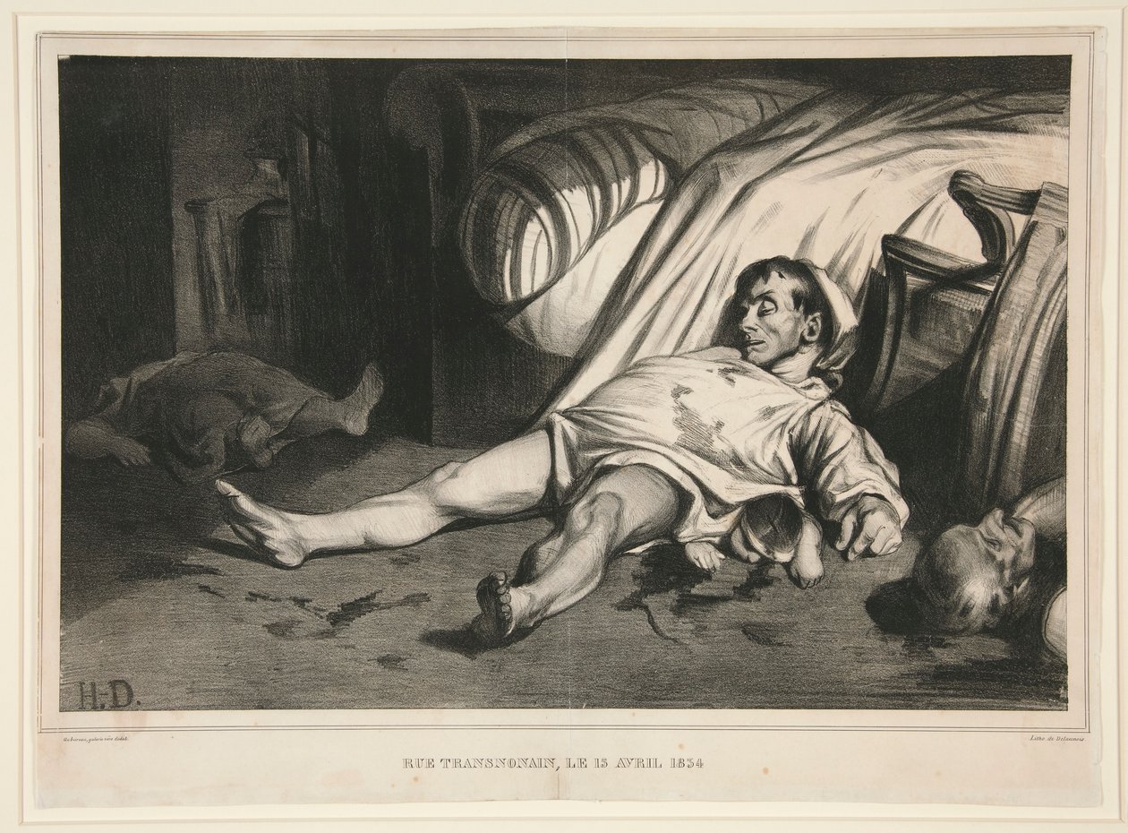 Rue Transnonain, 15 kwietnia 1834, opublikowana w La Association Mensuelle autorstwa Honoré Daumier