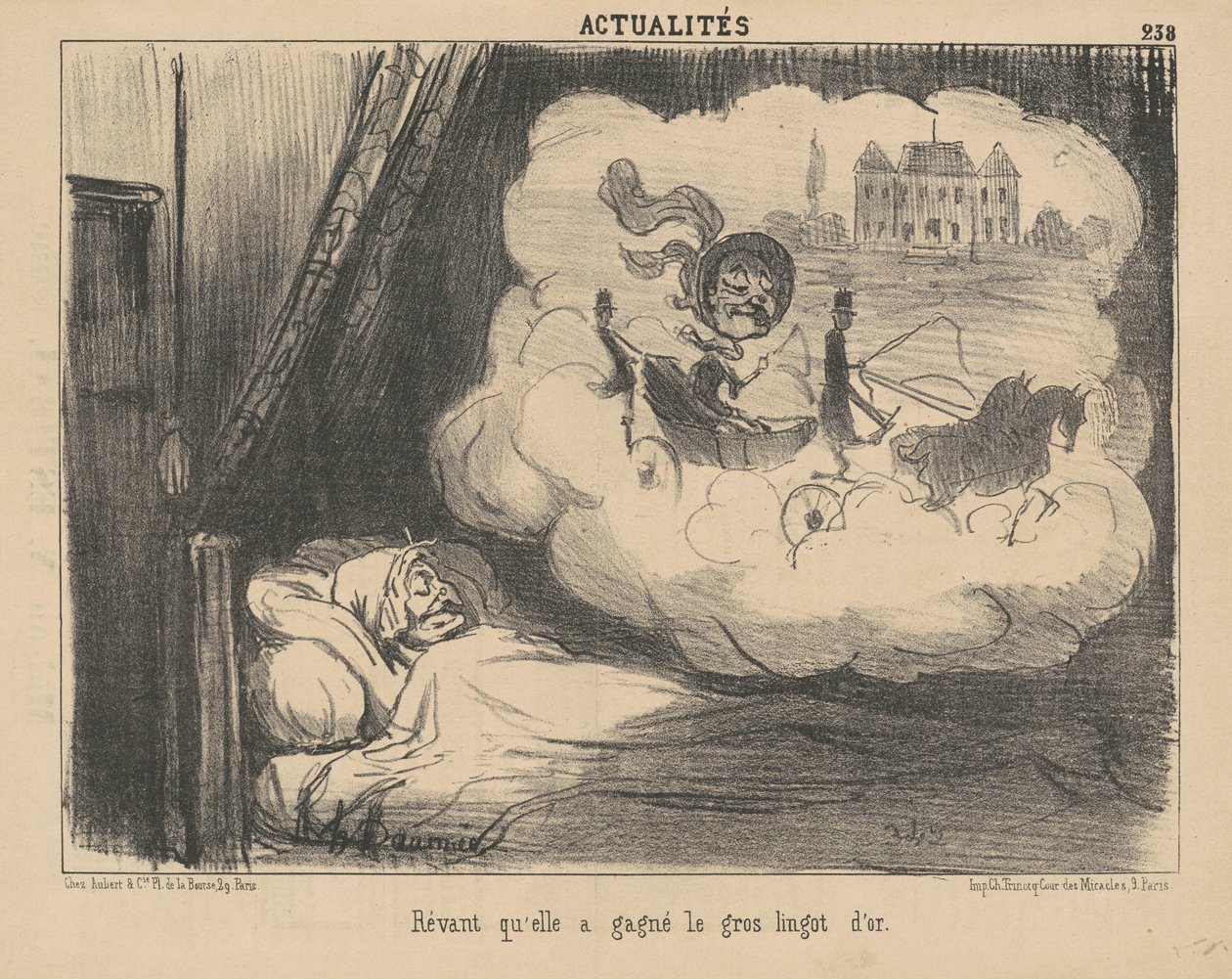 Marzy, że wygrała wielką sztabkę złota. autorstwa Honoré Daumier