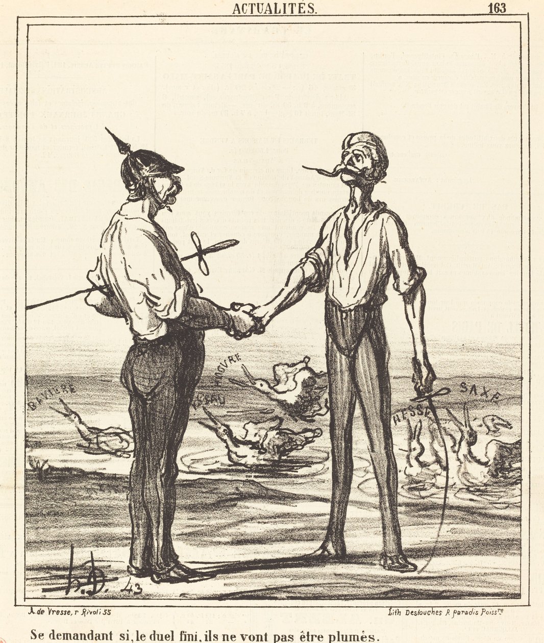 Zastanawiam się, czy po pojedynku nie będą pierzaste autorstwa Honoré Daumier