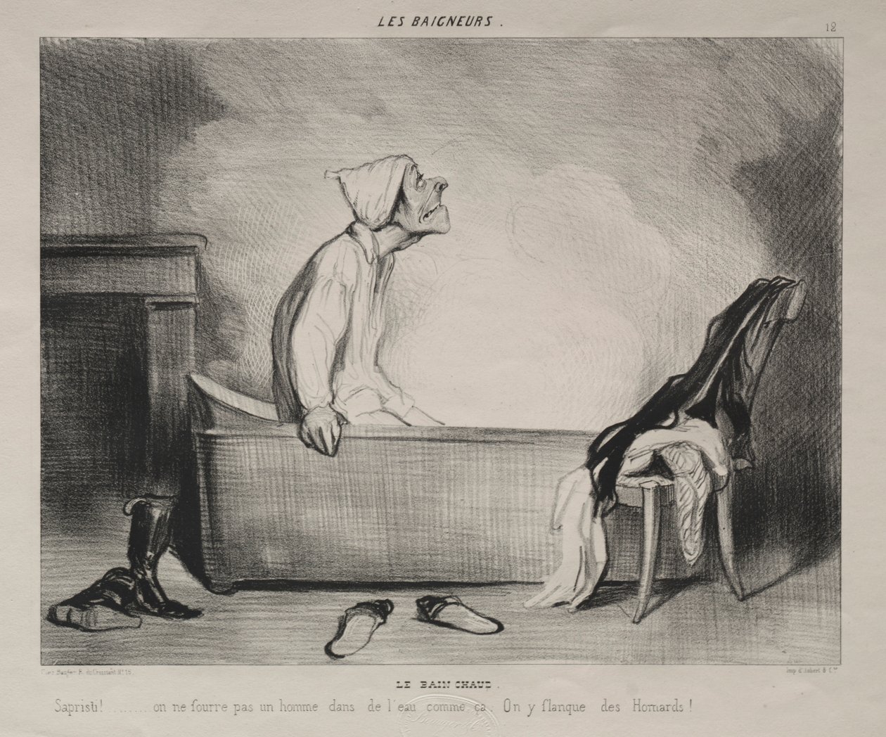Kąpiący się, płyta 12: Gorąca kąpiel, 28 października 1839. autorstwa Honoré Daumier