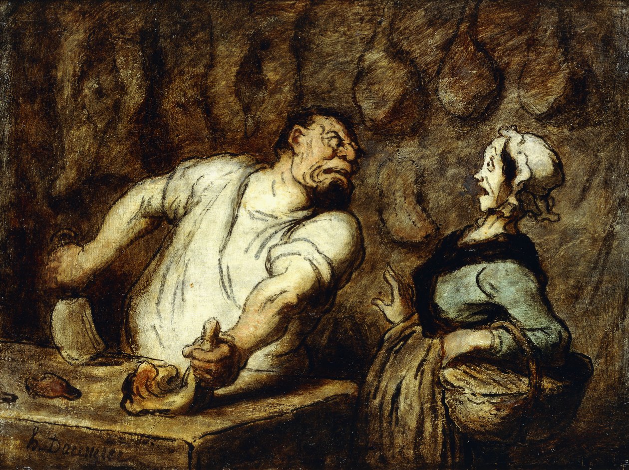 Rzeźnik na targu Montmartre, 1857-58 autorstwa Honoré Daumier