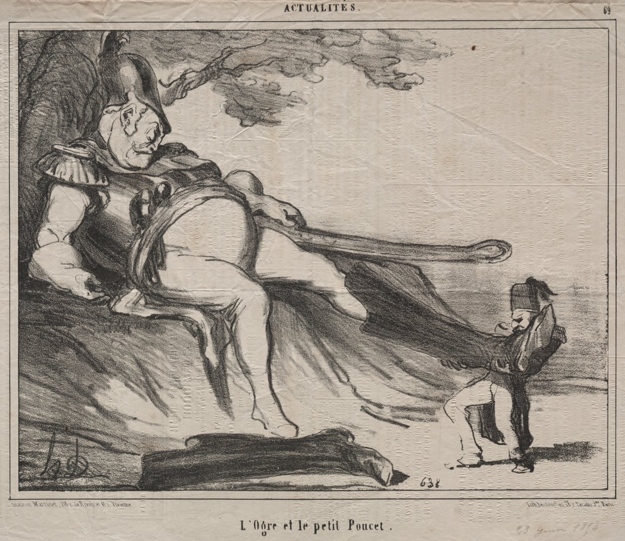 Kozacy do śmiechu (tablica 61): Ogr i jego mały Tom Thumb autorstwa Honoré Daumier