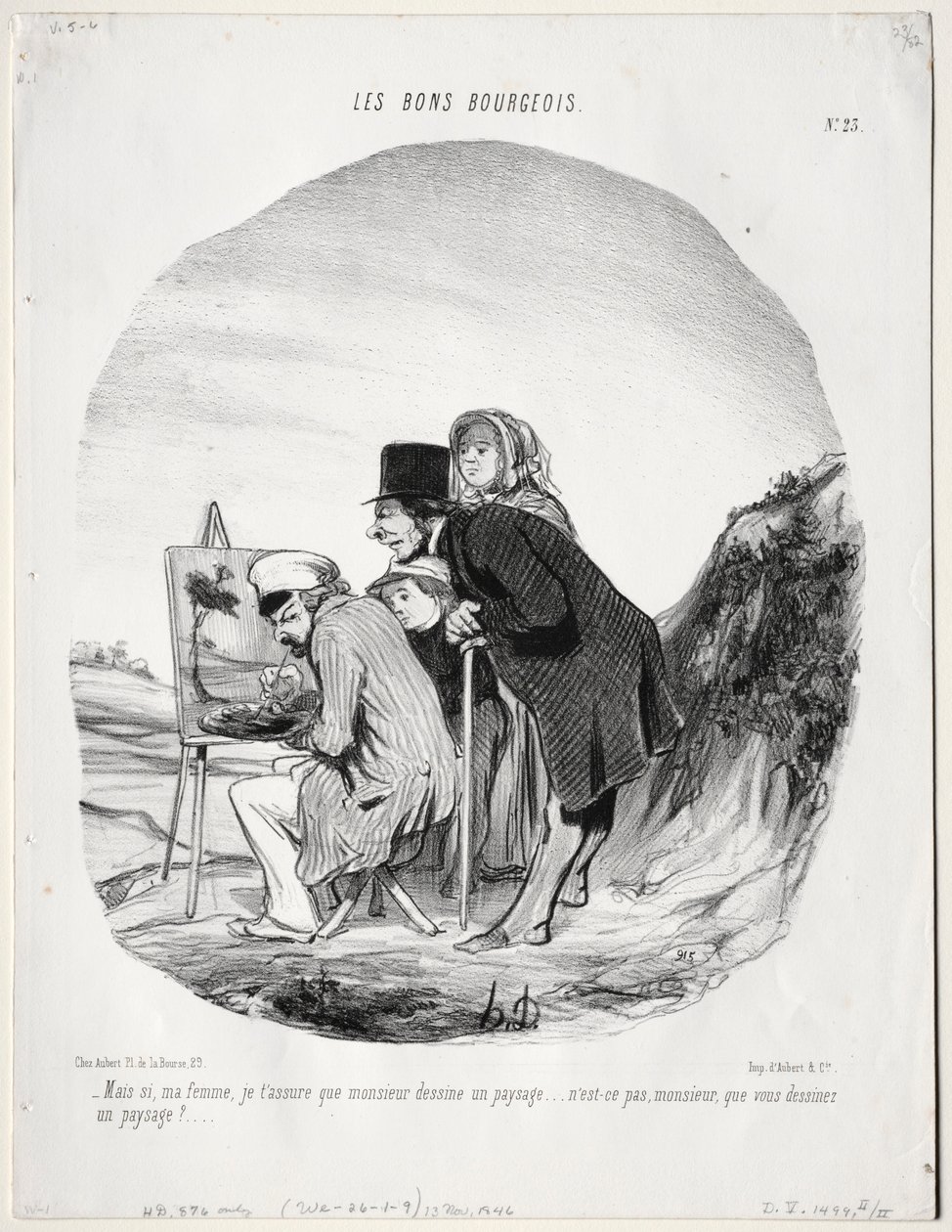 Dobry mieszczanin, tab. 23: Ale tak, moja droga, zapewniam cię, że ten pan rysuje..., s. 184 autorstwa Honoré Daumier