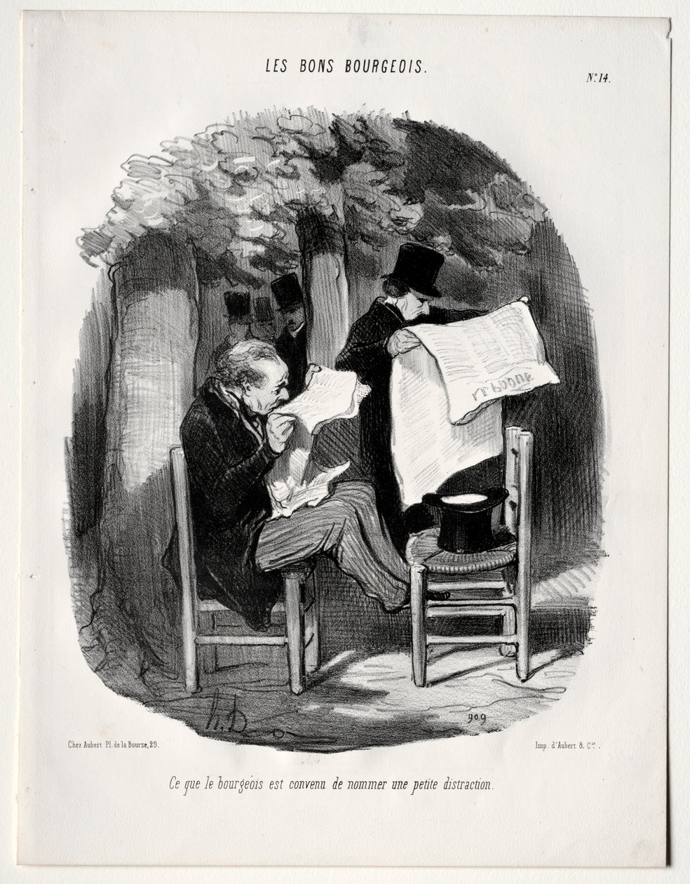 The Good Bourgeois, płyta 14: Co burżua uważa za rozproszenie, 1846. autorstwa Honoré Daumier