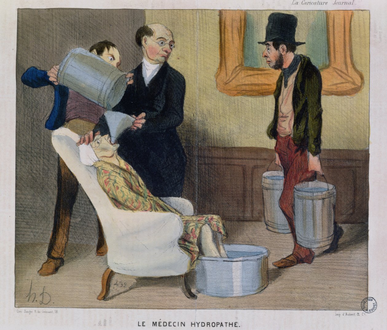 Lekarz hydropatyczny, karykatura z "La Caricature". autorstwa Honoré Daumier