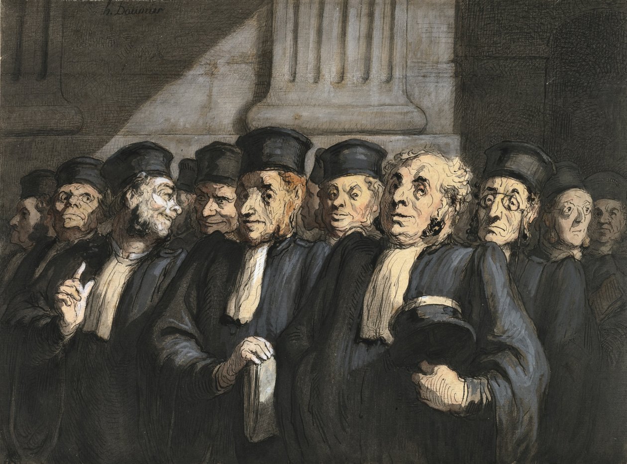 Prawnicy prokuratury, początek lat 60. XIX wieku autorstwa Honoré Daumier