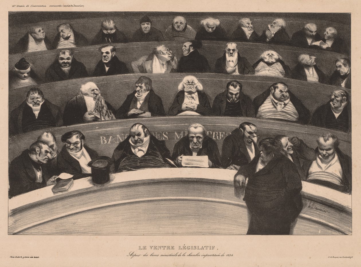 Tabliczka The Monthly Association 18: The Legislative Belly, 1834. autorstwa Honoré Daumier
