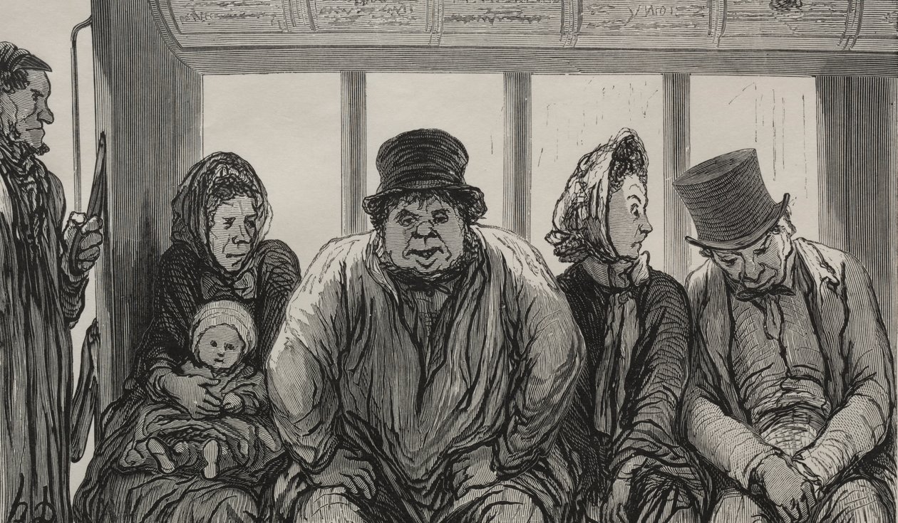 Omnibus: Wnętrze Omnibusa. autorstwa Honoré Daumier