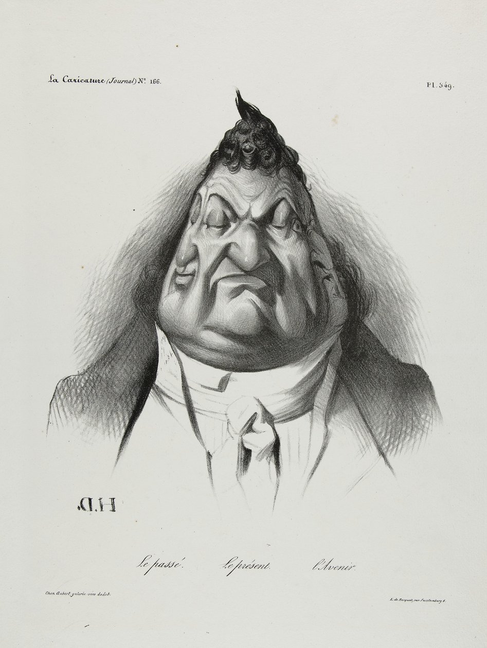 Przeszłość, teraźniejszość, przyszłość, tablica 349, 1834 autorstwa Honoré Daumier