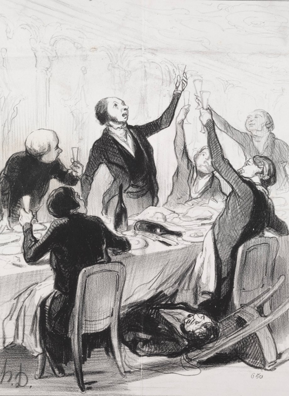 Filantropi dnia, płyta 8: 43-ty toast… za Towarzystwo Wstrzemięźliwości, 1844. autorstwa Honoré Daumier