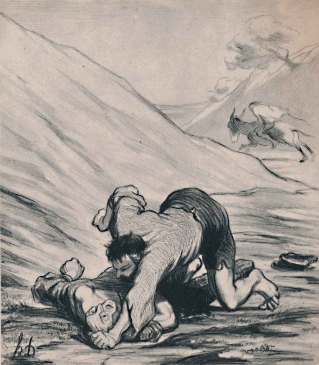 Zbójcy i osioł, ok. 1860, 1946. autorstwa Honoré Daumier