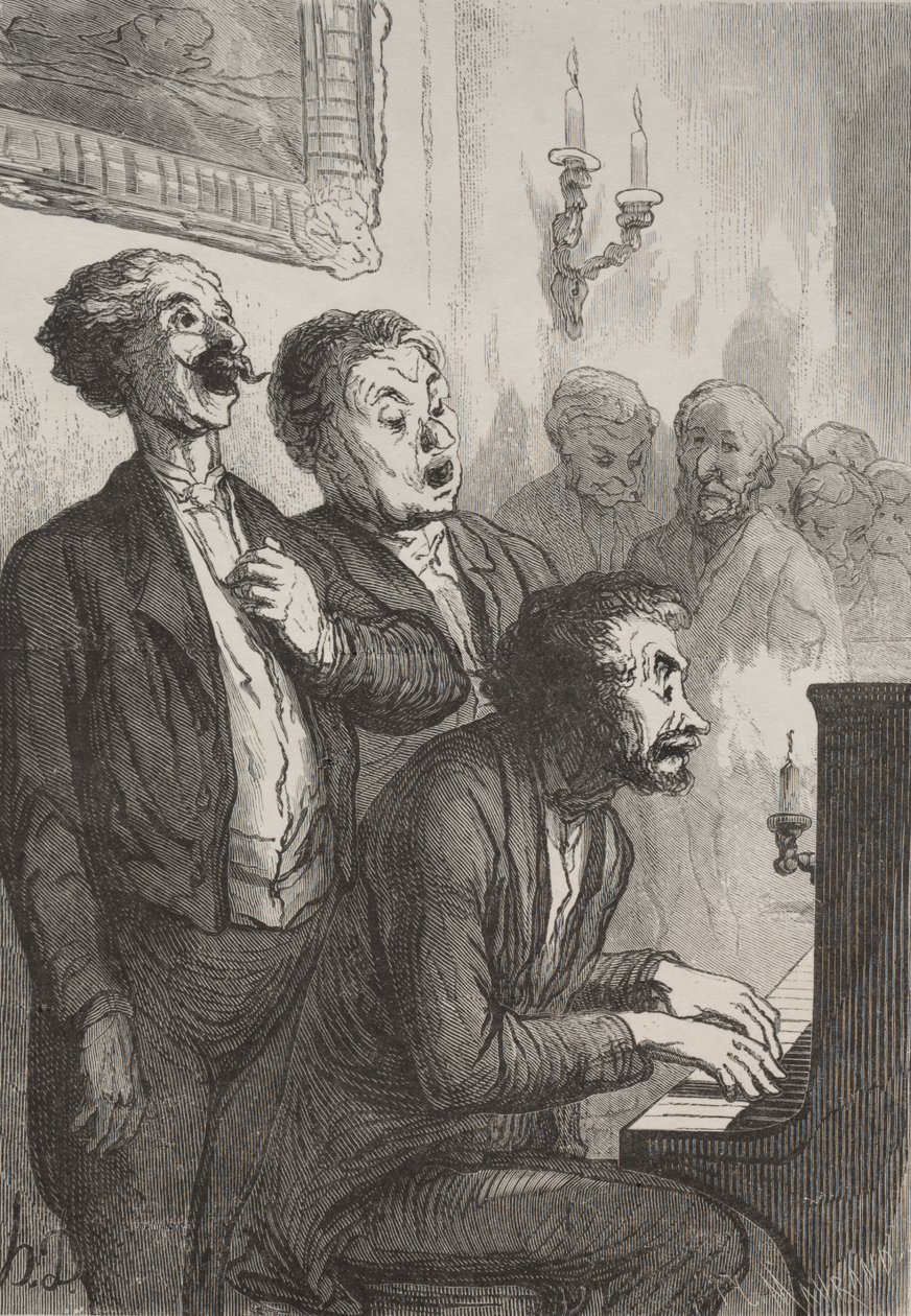 The Singers: The Singers w salonie autorstwa Honoré Daumier