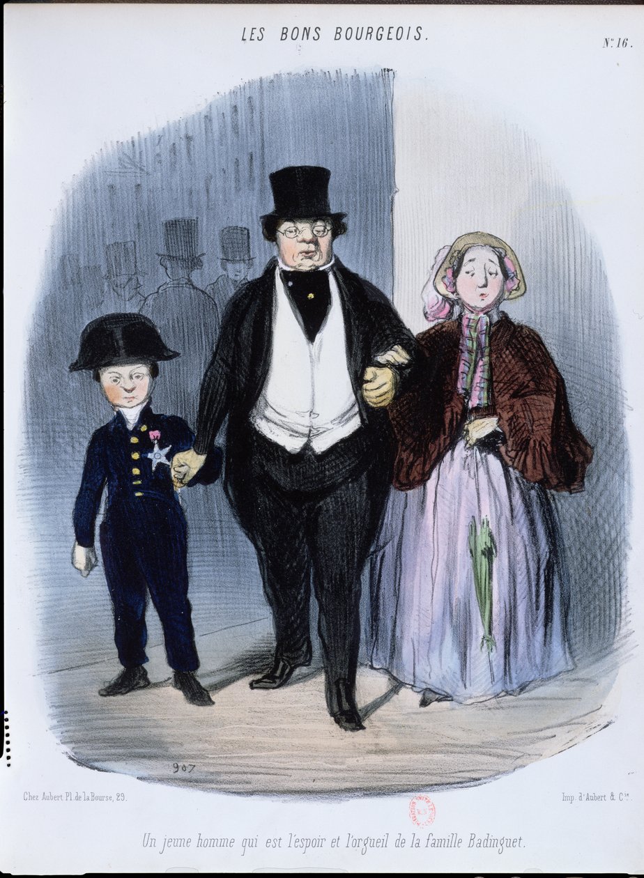 Młody człowiek, który jest nadzieją i dumą rodziny Badinguet, z „Les Bons Bourgeois”, c.1835-40 autorstwa Honoré Daumier