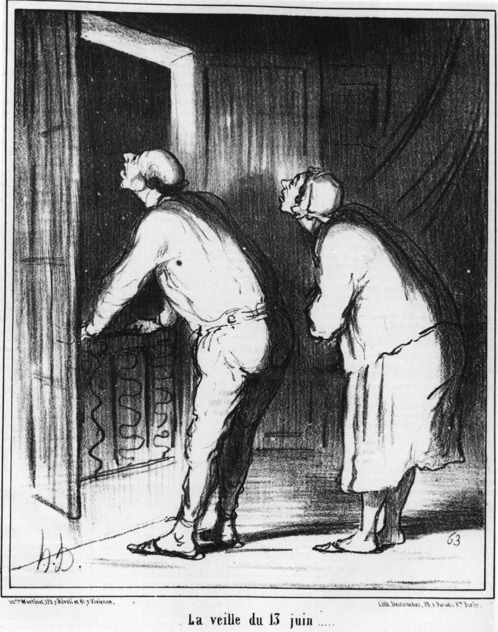 Wigilia 13 czerwca..., rysunek Honore Daumier (1808-1879). „Charivari” autorstwa Honoré Daumier