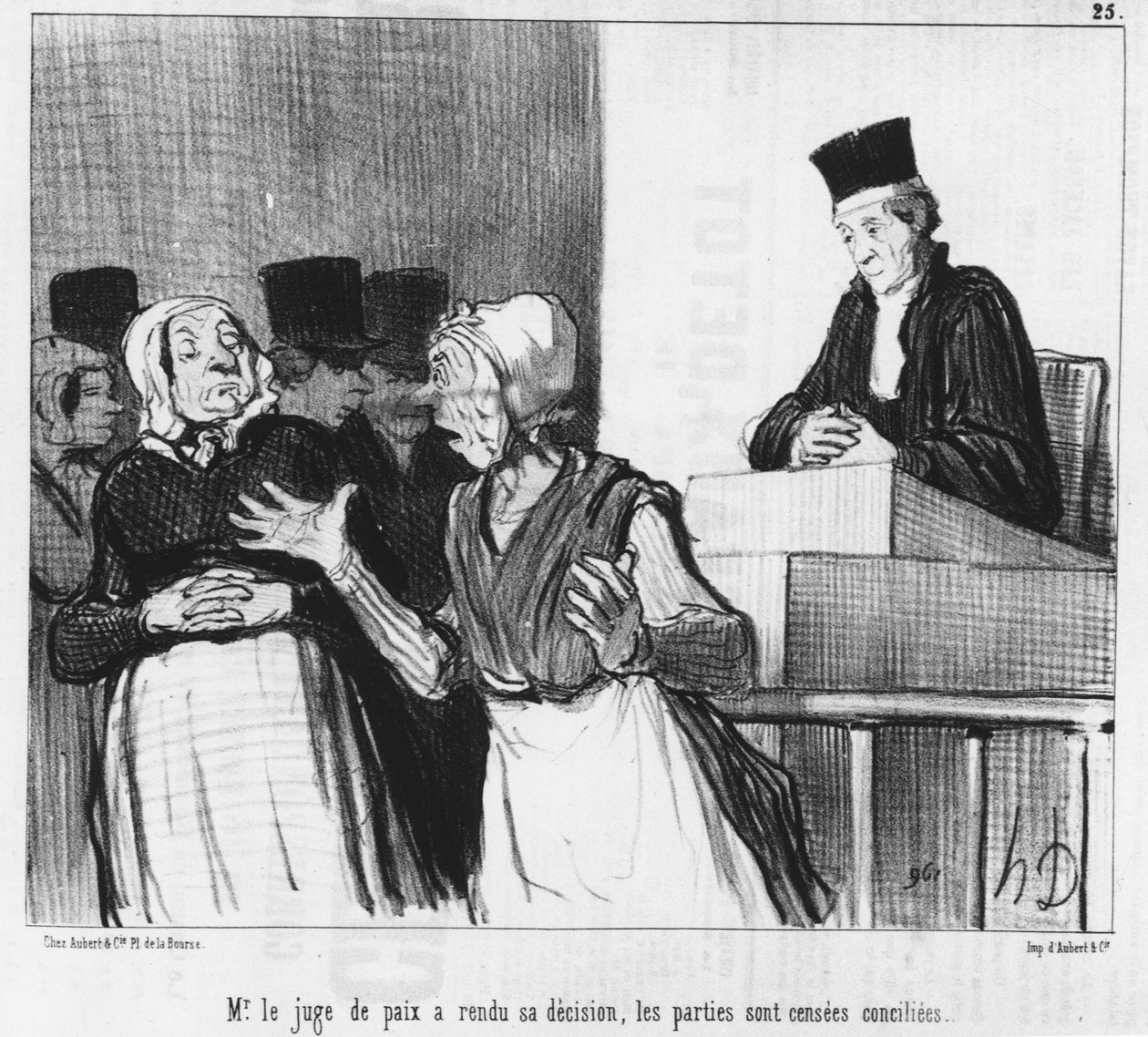 Sędzia pokoju wydał swoją decyzję, strony mają się pojednać..., rys. Honore Daumier (1808-1879). „Charivari”. autorstwa Honoré Daumier