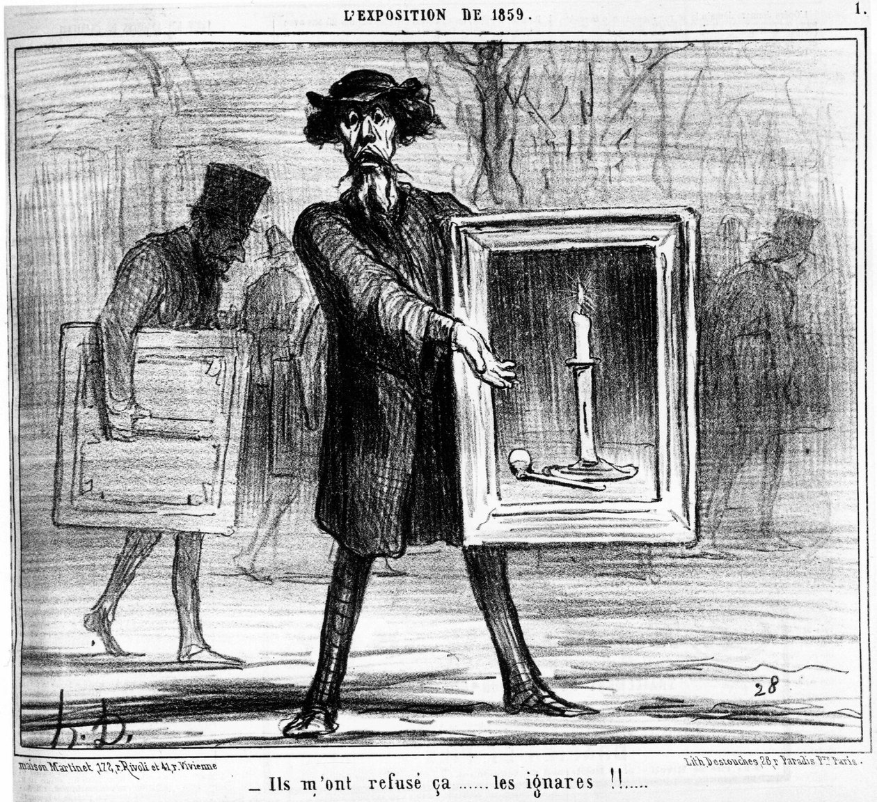 Odmówili mi... ignoranci!!... , zaczerpnięte z serii kreskówek „Obrazy i salony” Honore Daumiera (1808-1879). „Charivari” autorstwa Honoré Daumier