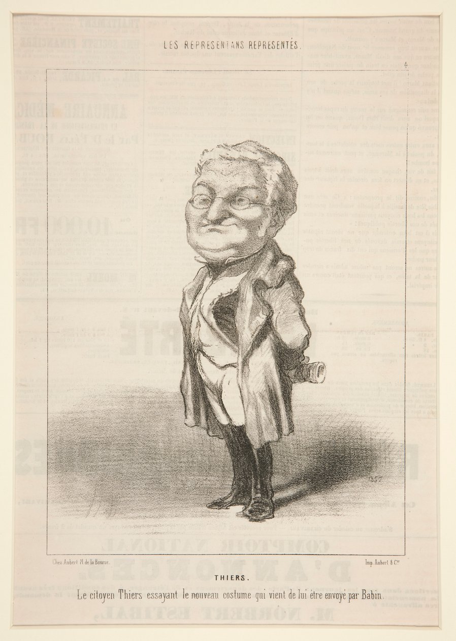 Thiers: Obywatel Thiers przymierza nowy kostium, który właśnie przysłał mu Bavin autorstwa Honoré Daumier