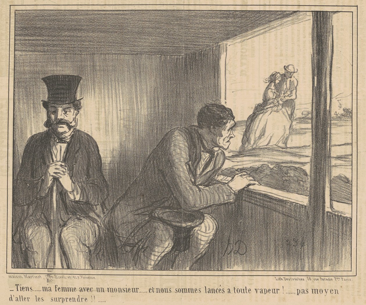Tutaj ... moja żona z dżentelmenem ... autorstwa Honoré Daumier