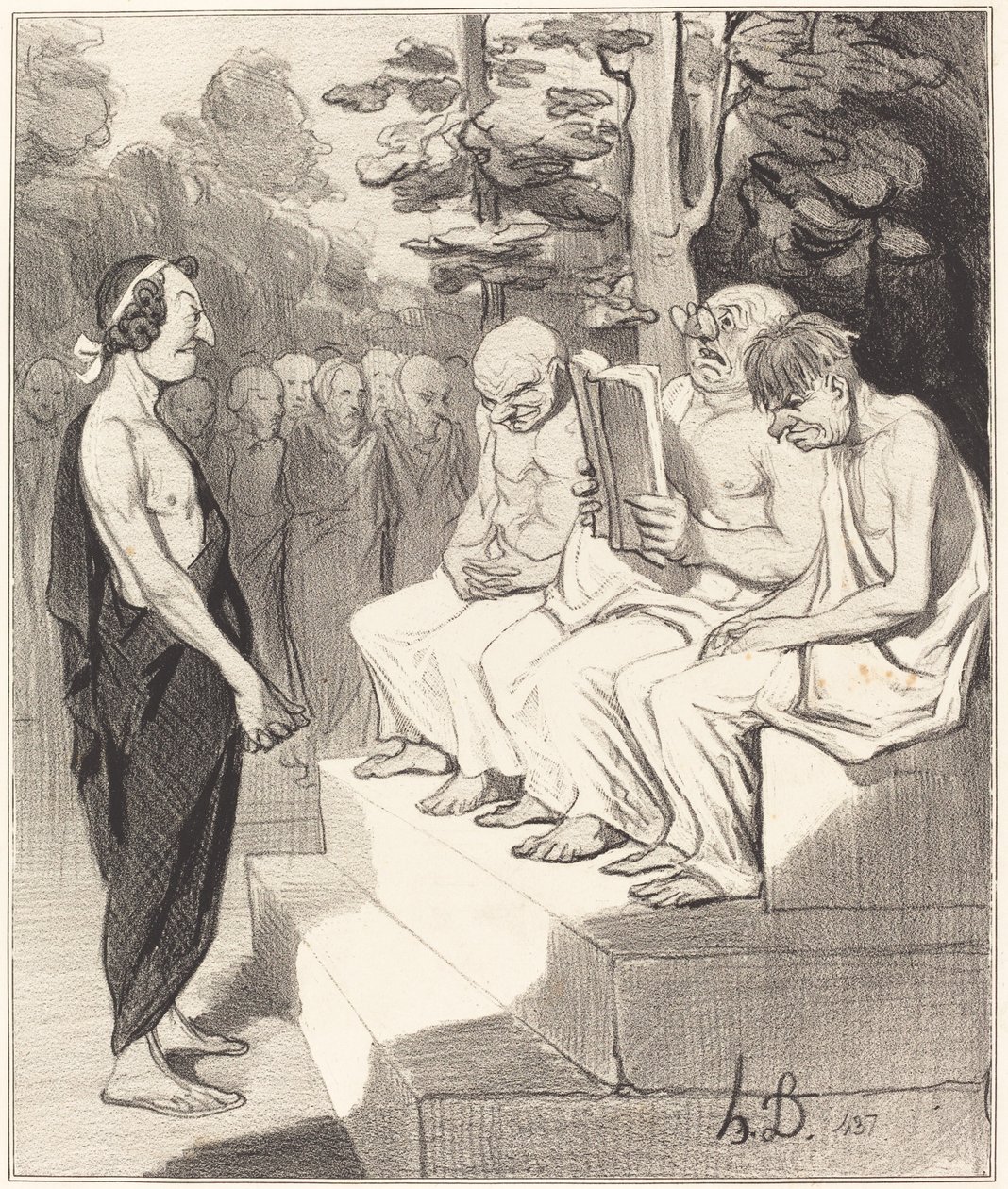 Telemach przesłuchiwany przez mędrców autorstwa Honoré Daumier