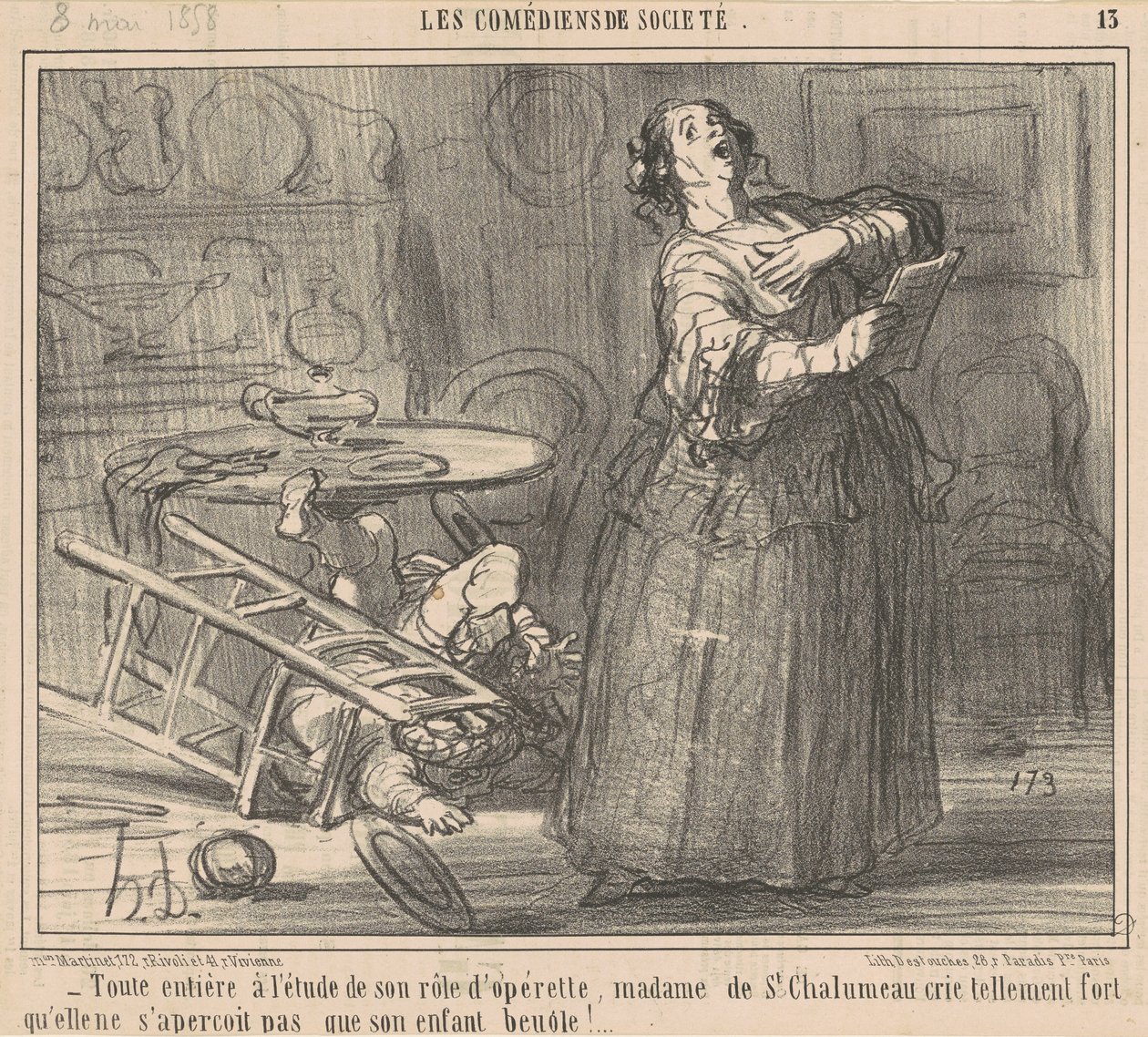 Całkowicie studiując swoją rolę... autorstwa Honoré Daumier