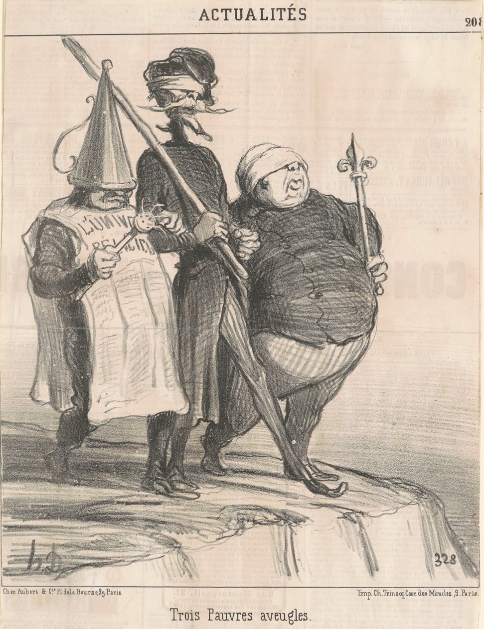 Trzech biednych niewidomych autorstwa Honoré Daumier