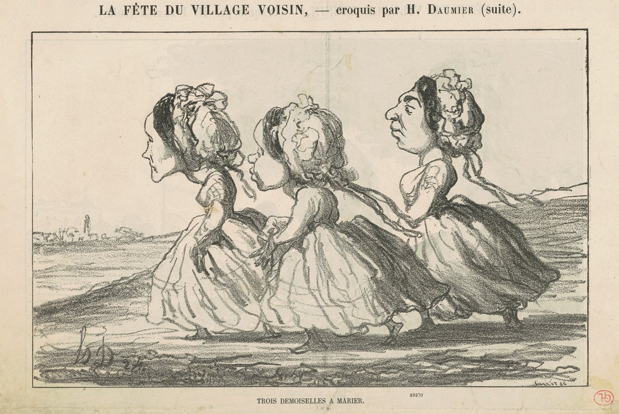 Trzy druhny; Rodzina burżuazyjna przekonana ... autorstwa Honoré Daumier