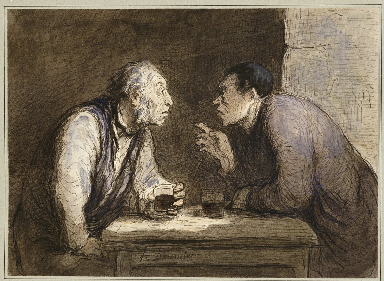 Dwóch pijących, ok. 1857-69 autorstwa Honoré Daumier