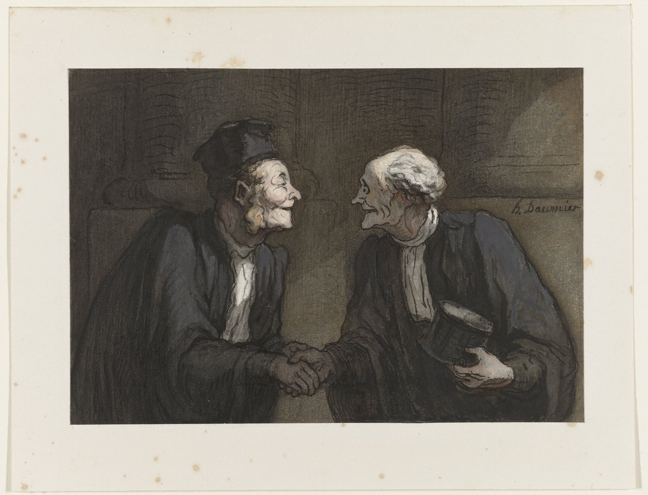 Dwóch prawników ściskających dłonie, ok. 1840 r. autorstwa Honoré Daumier