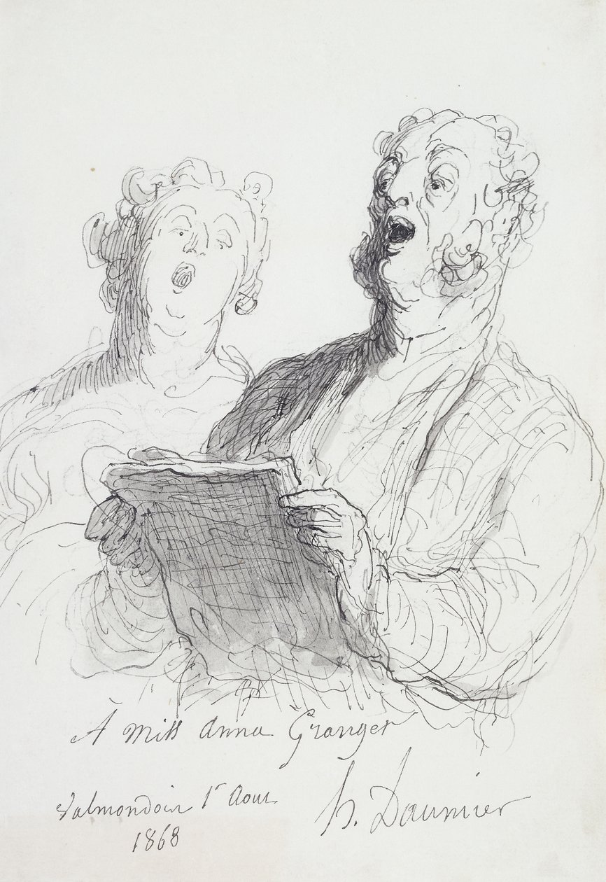 Dwóch śpiewaków; Dwóch śpiewaków, 1868 autorstwa Honoré Daumier
