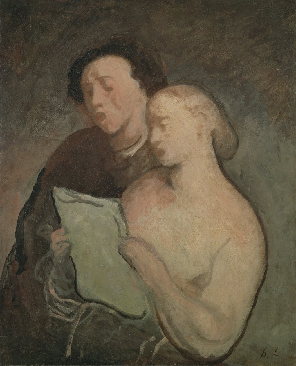 Dwóch śpiewaków, ok. 1850-60 autorstwa Honoré Daumier