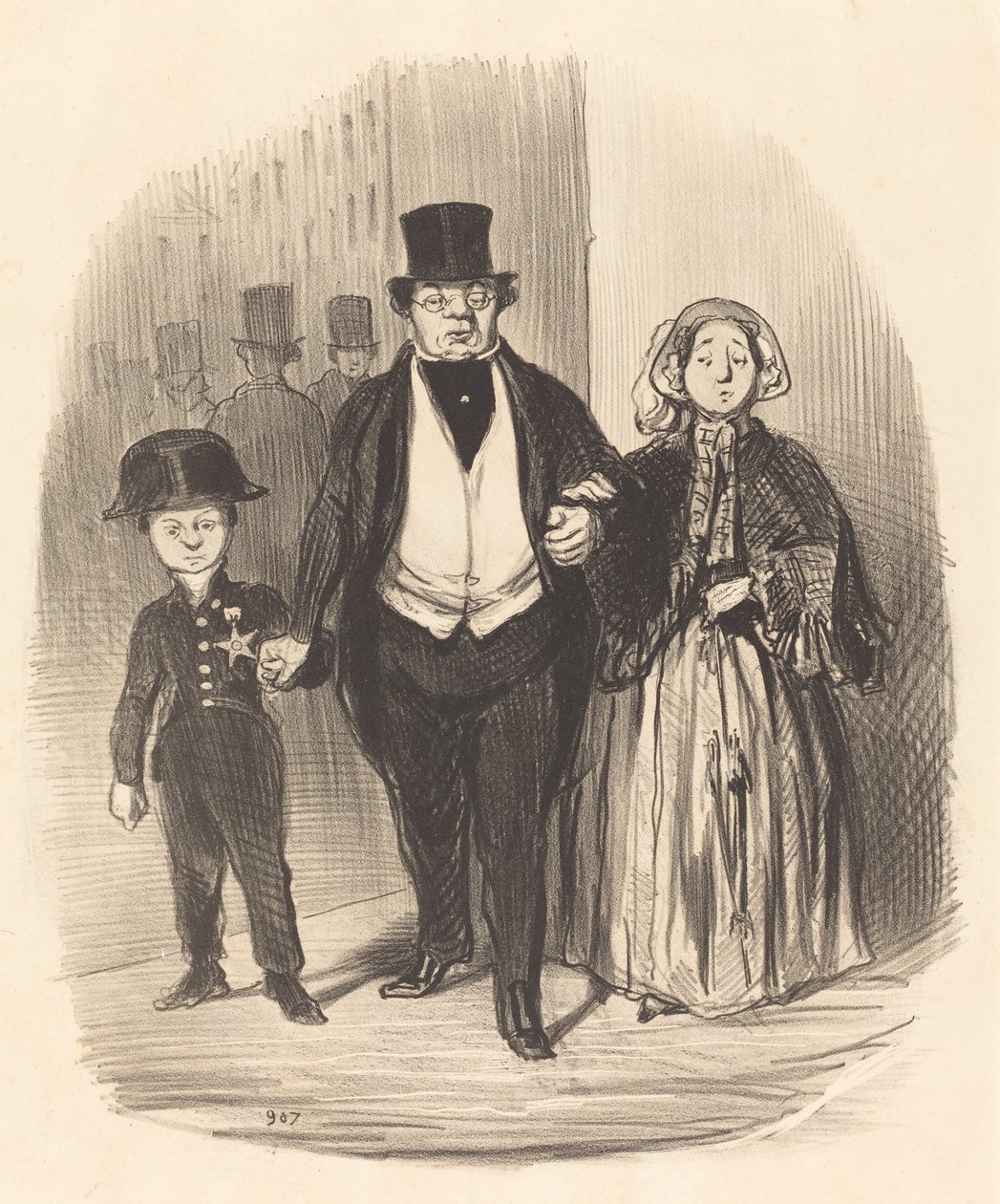 Młody człowiek, który jest nadzieją... rodziny Badinguet autorstwa Honoré Daumier