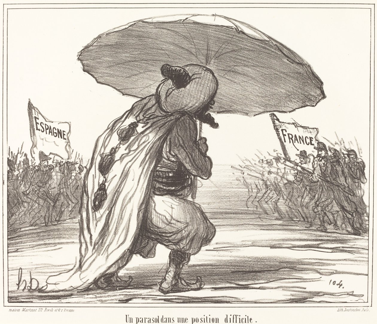 Parasol w trudnej sytuacji autorstwa Honoré Daumier
