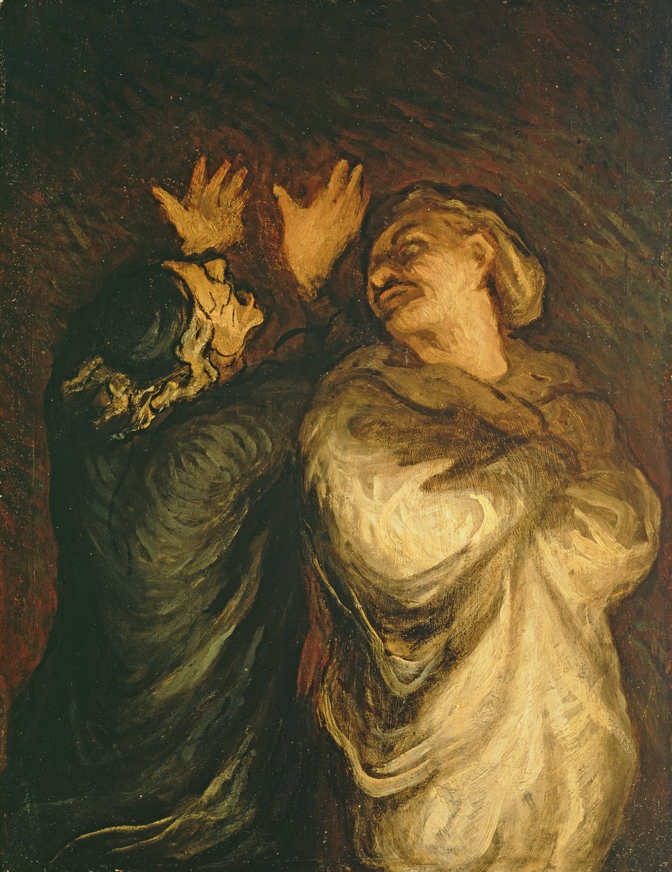 Un Scapin, 1860-62 (olej na panelu z kołyską) autorstwa Honoré Daumier