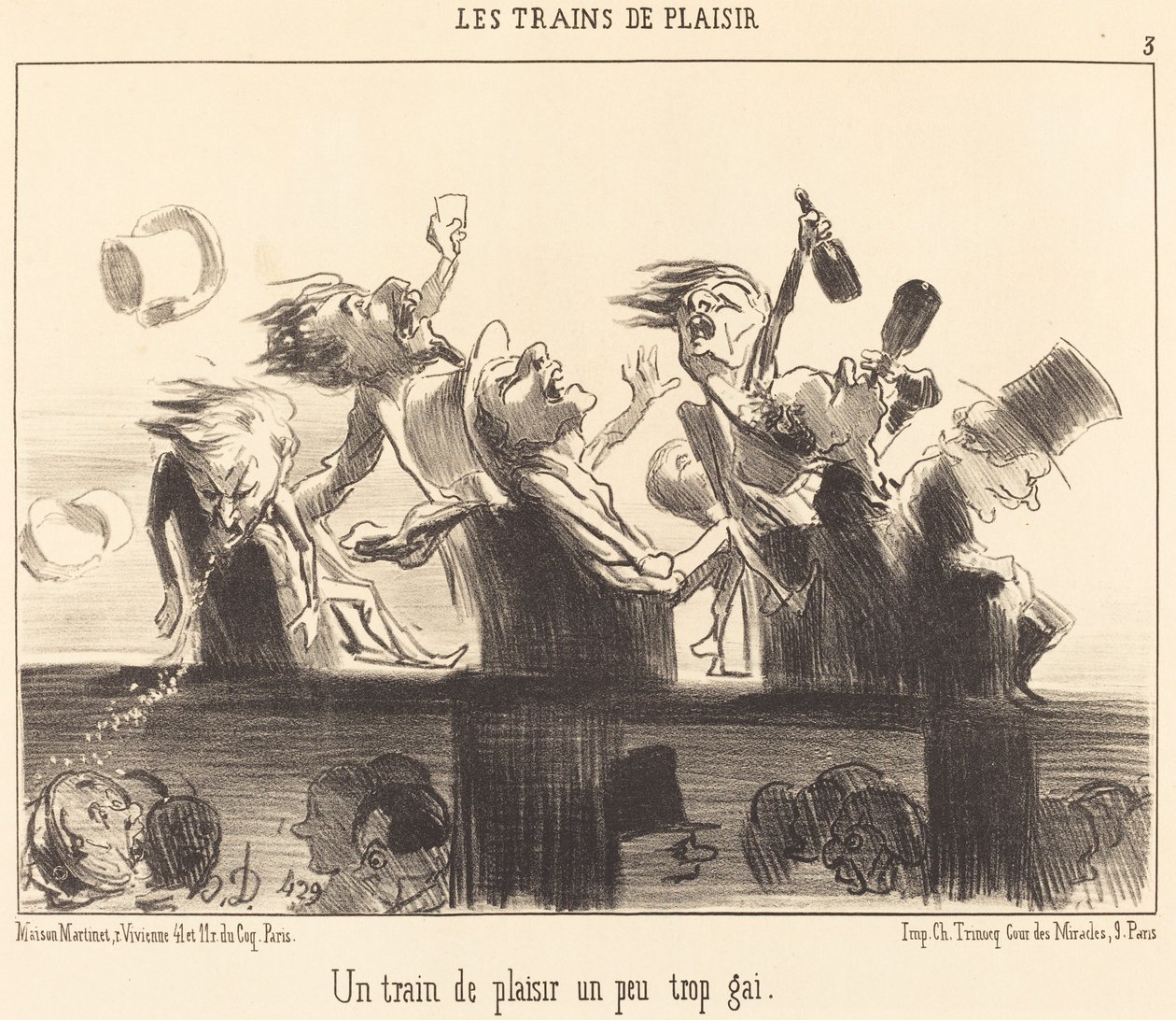 Pociąg przyjemności, który jest trochę zbyt wesoły autorstwa Honoré Daumier