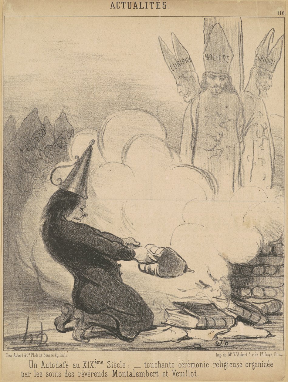Płonąca książka w XIX wieku autorstwa Honoré Daumier