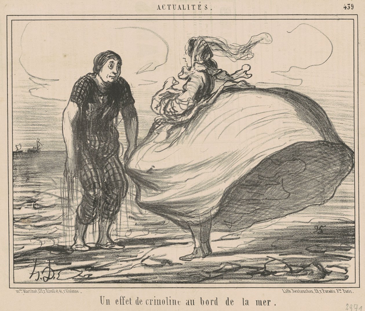 Efekt krynoliny nad morzem autorstwa Honoré Daumier