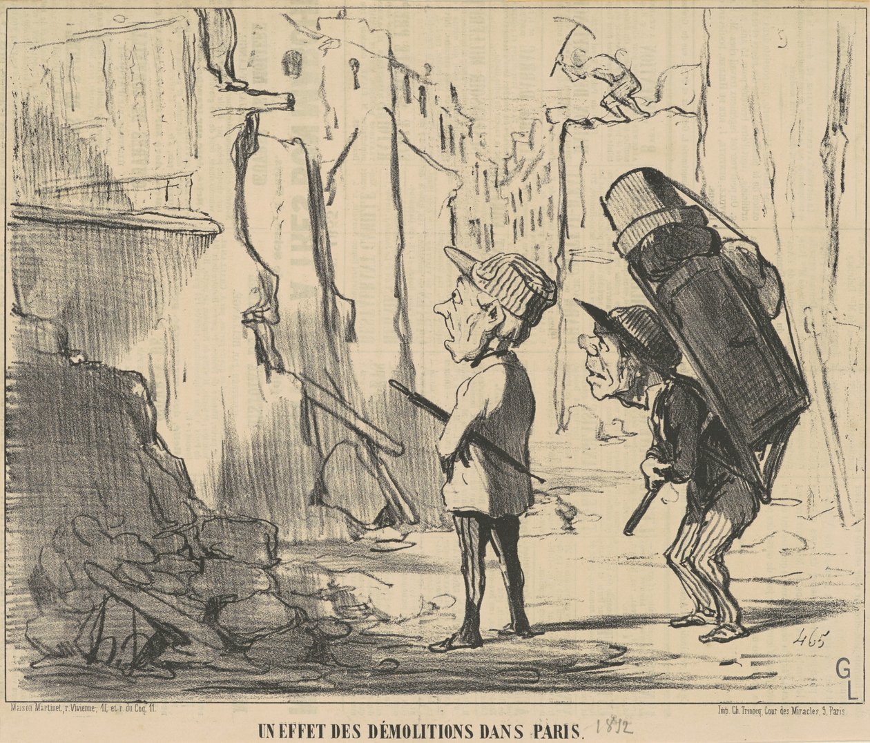 Efekt wyburzeń w Paryżu autorstwa Honoré Daumier