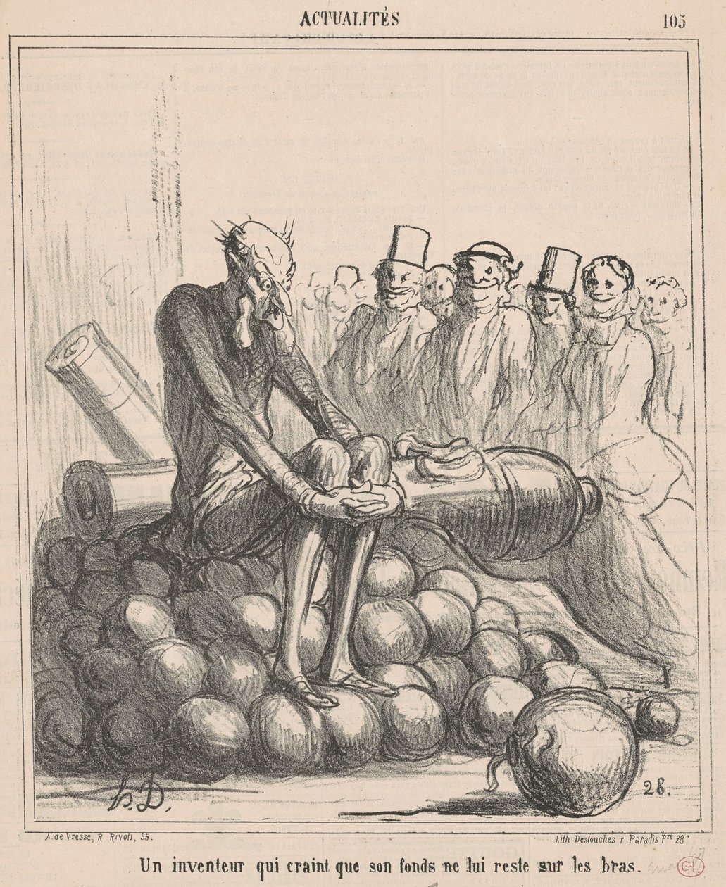 Wynalazca, który obawia się, że jego fundusz pozostanie... autorstwa Honoré Daumier